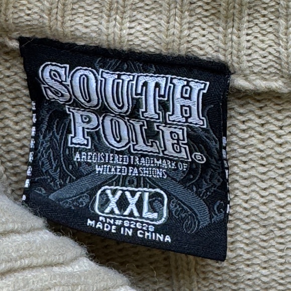 Vintage South Pole Designer Men’s 2XL 1/4 Zip Pullover Beige Ribbed Sweater Y2K - Picture 6 of 8